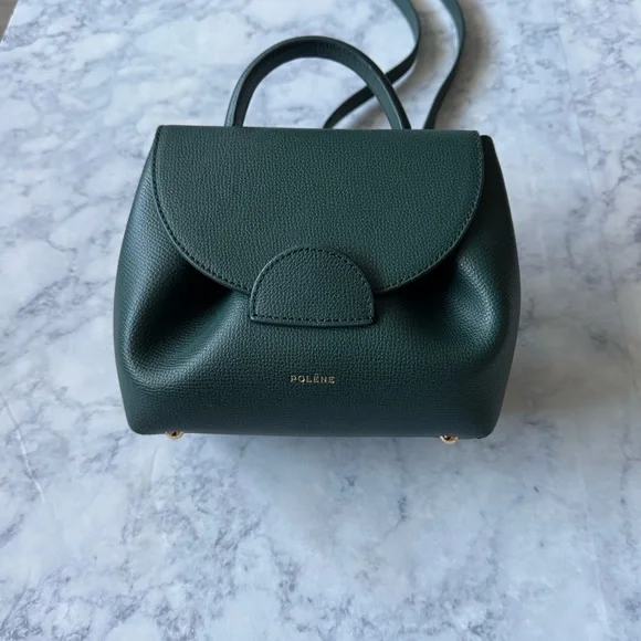 Polene Numéro Un Nano Dark Hunter Green Crossbody Bag Purse Paris - Picture 2 of 12